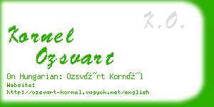 kornel ozsvart business card